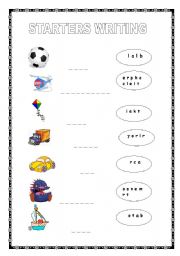 English Worksheet: Starters (yle) writing (toys)