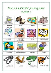 English Worksheet: VOCAB REVISION FUN GAME (PART 1)