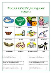 English Worksheet: VOCAB REVISION FUN GAME (PART 2)