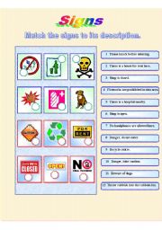 English Worksheet: Signs *** fully editable