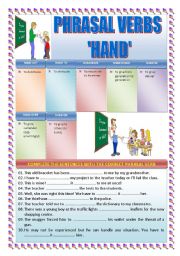 English Worksheet: PHRASAL VERBS: HAND