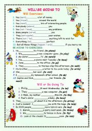 English Worksheet: will or going to