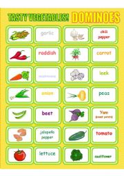 English Worksheet: Tasty Vegetables Dominoes
