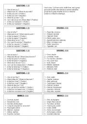 English Worksheet: Mimmic, drawing and question game