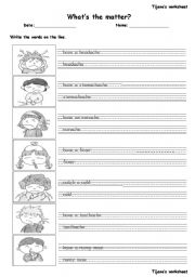 English Worksheet: Whats the matter?