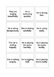 English Worksheet: Memory game adverbs