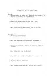 English Worksheet: Beethoven Live Upstairs movie