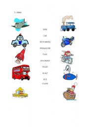 English worksheet: Transport