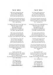 English worksheet: Present Simple Song activity