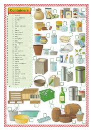 English Worksheet: Containers-matching activity