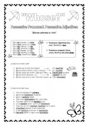 whose, possesive pronouns-possesive adjectives