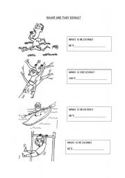 English Worksheet: WHAT ARE YHEY DOING?