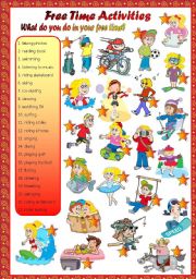 English Worksheet: free time activities-matching