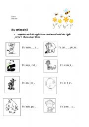 English worksheet: animals