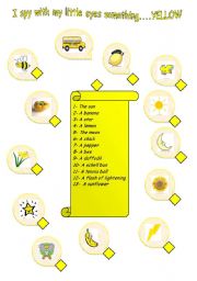 English Worksheet: I spy with my little eyes something...YELLOW! (part 2)