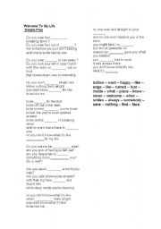 English Worksheet: Song - Welcome to my life