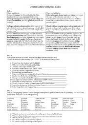 English Worksheet: Definite article with place names