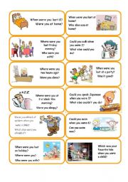 English Worksheet: question cards- was, were, could /SET 1
