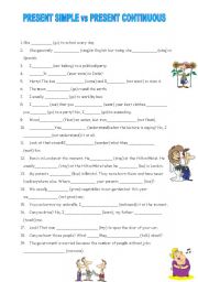 English Worksheet: PRESENT SIMPLE vs CONTINUOUS