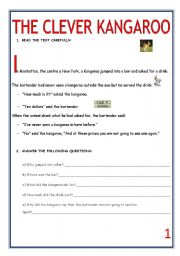 English Worksheet: The Clever kangaroo