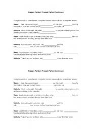 English Worksheet: Present Perfect Vs Present Perfect Continuous