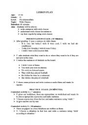 English worksheet: lesson plan