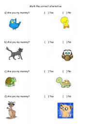 English worksheet: Mommies and babies 2