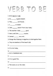 English Worksheet: VERB TO BE