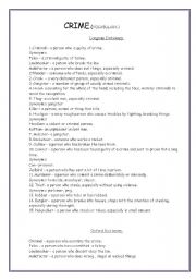 English Worksheet:   Crime ( vocabulary)