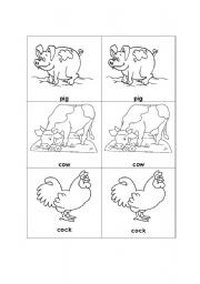 English Worksheet: MEMORY GAME: farm animals