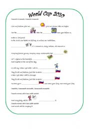 English Worksheet: song World cup 2010 waving flag 