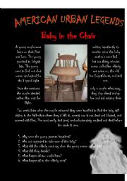 English Worksheet: American Urban Legends - Baby in the Chair