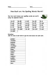 English worksheet: How Much Is the Word Worth?