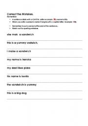 English worksheet: Sentence Structure
