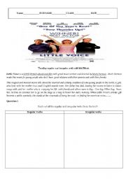 English worksheet: Little Voice - Teaching regular and irregular 