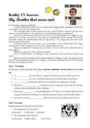 English Worksheet: Reality TV heaven