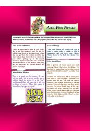 English Worksheet: April 1 Fools Day Pranks