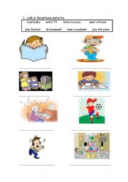 English worksheet: After school actions