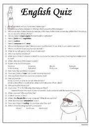 English Quiz  ESL worksheet by sarahjane68