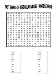 English Worksheet: Past Simple of irregular Verbs - Wordserach