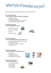 English Worksheet: Type of traveller quiz