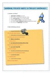 English worksheet: present simple vs. present continuous