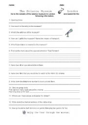 English Worksheet: The London Science Museum - a web unit