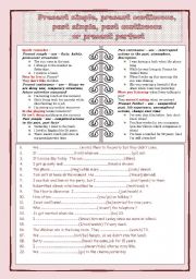 English Worksheet: Present simple, present continuous, past simple, past continuous and present perfect