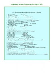 English Worksheet: comnparative and superlative adjectives