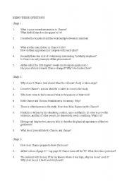 English Worksheet: Study Questions for Being There by Jerzy Kosinski