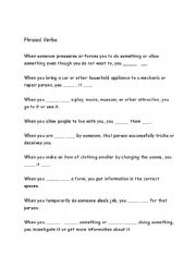 English Worksheet: Phrasal Verbs