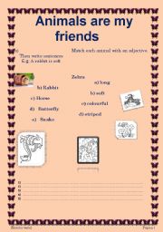 English worksheet: Animals are my friends