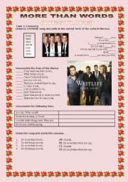 English Worksheet: more than word by westlife