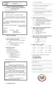 English Worksheet: TEXT COMPREHENSION/ PLURAL OF NOUNS/ PRESENT CONTINUOS